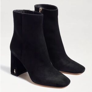 Sam Edelman Black Suede Block Heel Ankle Boots